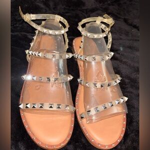 Clear PVC Studded Gladiator Sandals - Women